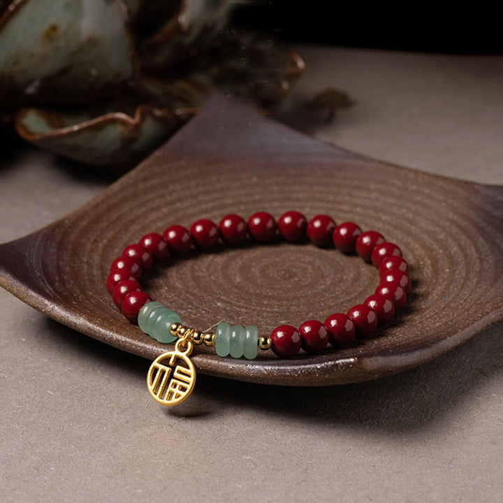 Bransoletka z Buddha Stones Cinnabar Green Aventurine Luck Blessing
