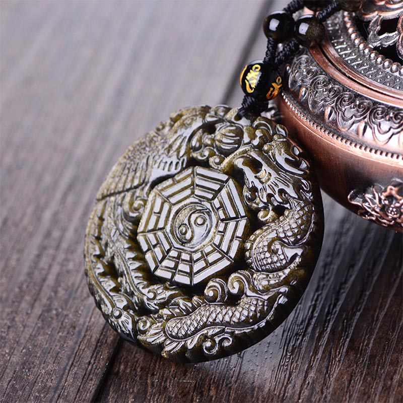 Naszyjnik z Buddha Stones, złoty obsydian, uzdrawiająca energia