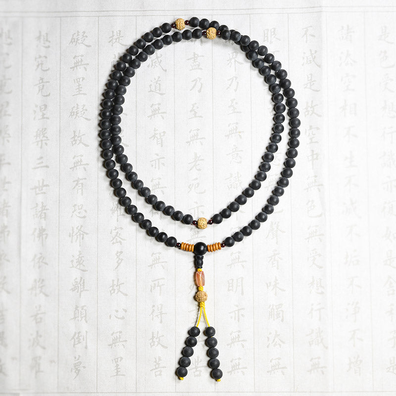 Buddha Stones Tybetańska Mala Cyprysik Bodhi Nasiona Czerwony Agat Bransoletka Lecznicza