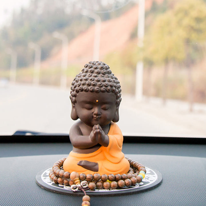 Buddha Stones Mały Budda Spokój Fioletowa Glina Dekoracja Biurka Domowego