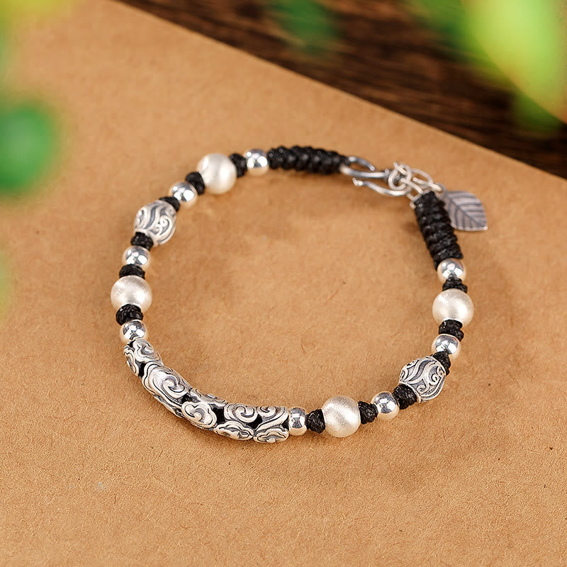 Buddha Stones Tybet Ręcznie robione Miedź 999 Srebro Sterlingowe Bransoletka z Sznurka Pomyślny Chmura Bogactwo - image 16