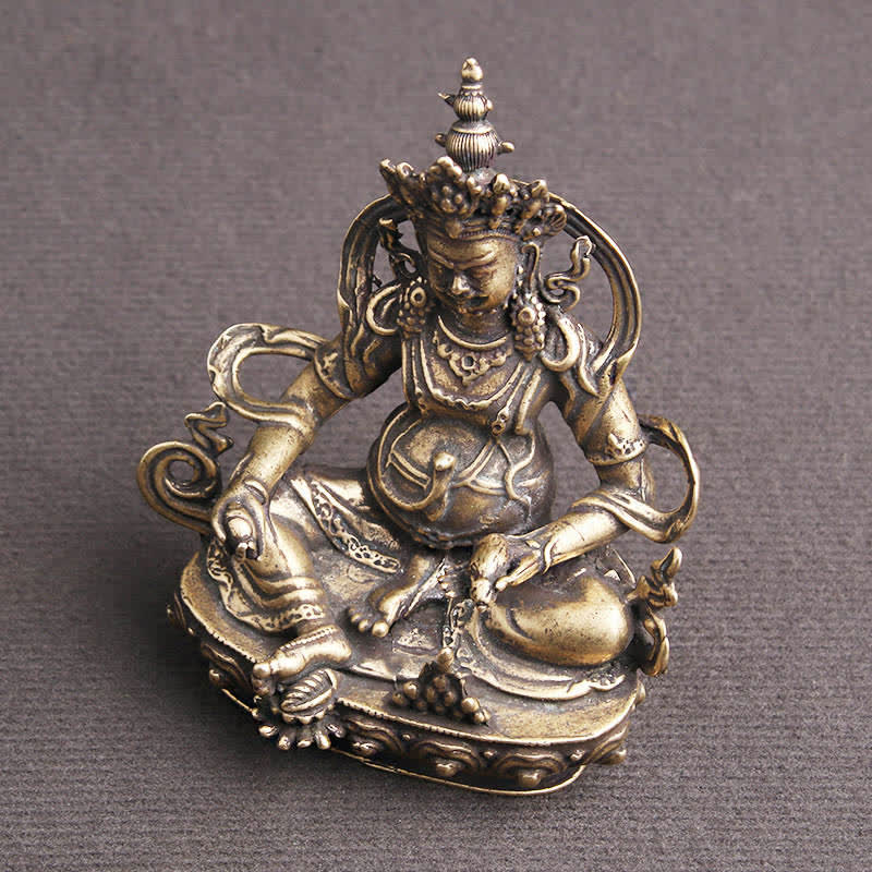Buddha Stones Żółta Jambhala Figurka Bodhisattwy Spokój Miedziana Statua Dekoracja
