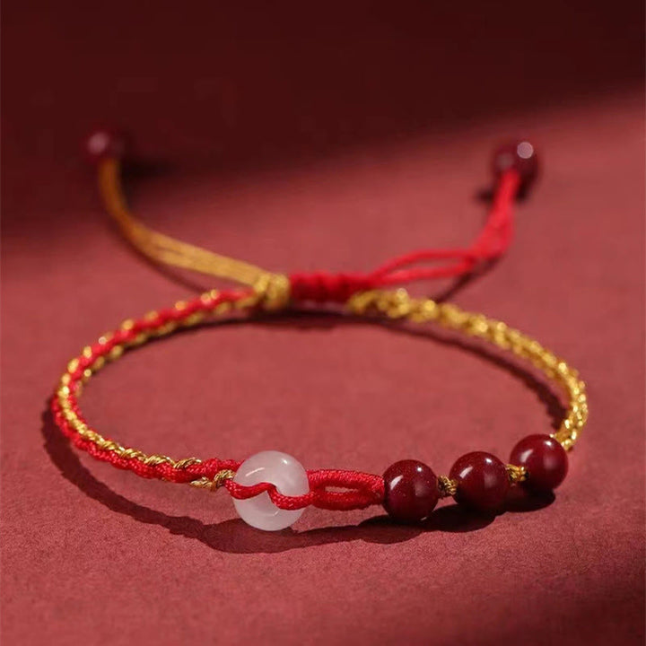 Bransoletka z zapięciem Peace Buckle z Buddha Stones Natural Cinnabar Jade