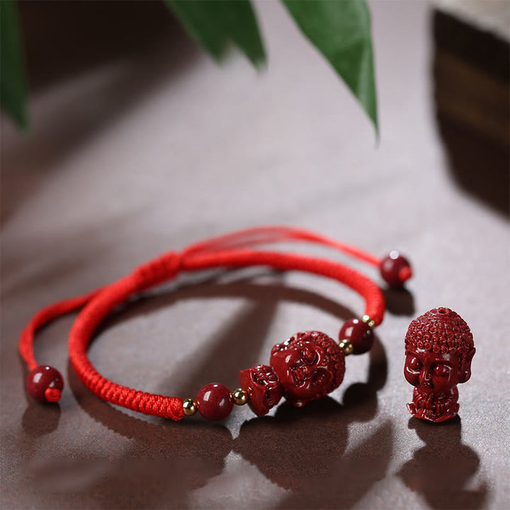 Buddha Stones Chiński Zodiak Natal Budda Cynober Amulet Błogosławieństwo Bransoletka Sznurkowa
