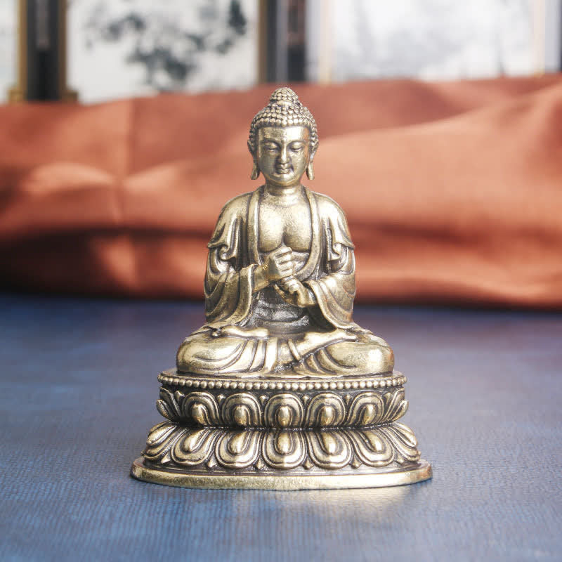 Tathagata Buddha Spokój Miedziana Statuetka Dekoracja - 49*63 mm - image 0