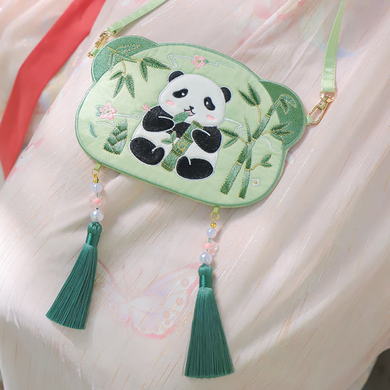 Haft Buddha Stones Szczęśliwa Panda Kot Shiba Inu Jeleń Królik Lis Kwiat Urocze Zwierzę Hanfu Torba Torebka Crossbody Torba Na Ramię