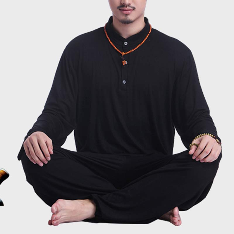 Buddha Stones Medytacja Modlitwa Duchowy Zen Tai Chi Praktyka Joga Odzież Męski Zestaw - image 23