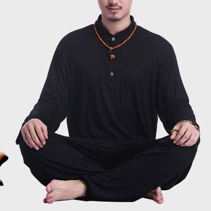 Buddha Stones Medytacja Modlitwa Duchowy Zen Tai Chi Praktyka Joga Odzież Męski Zestaw - image 23