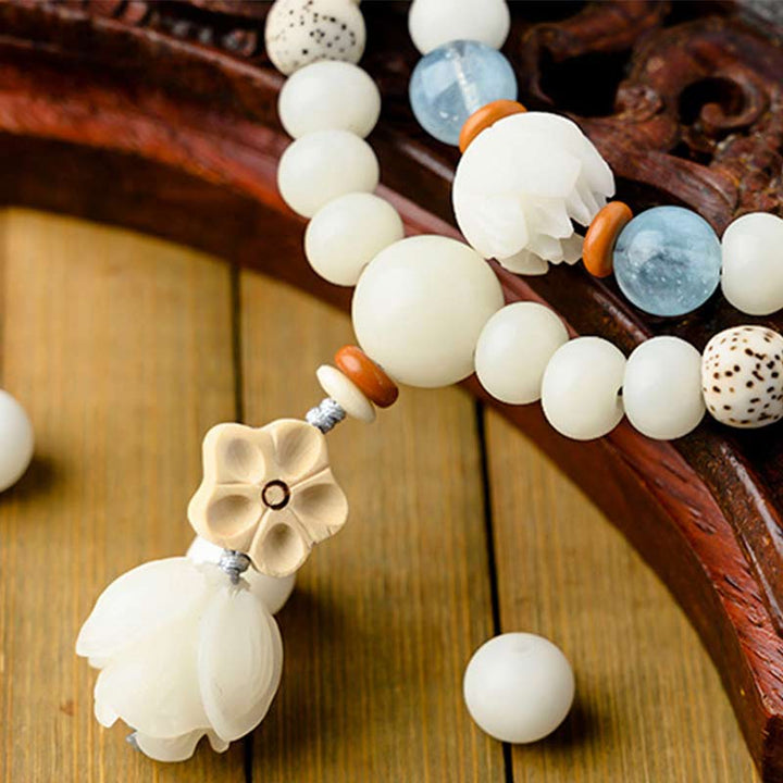 Bransoletka z białego jadeitu Bodhi Lotus z Buddha Stones