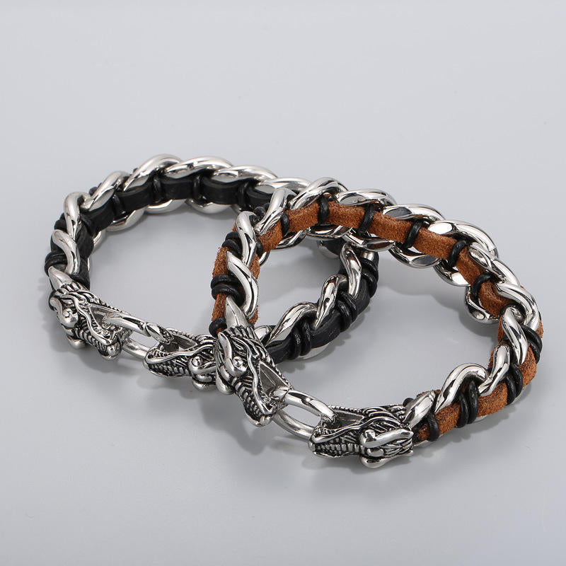 Bransoletka pleciona ze stali tytanowej Dragon Leather Protection Luck