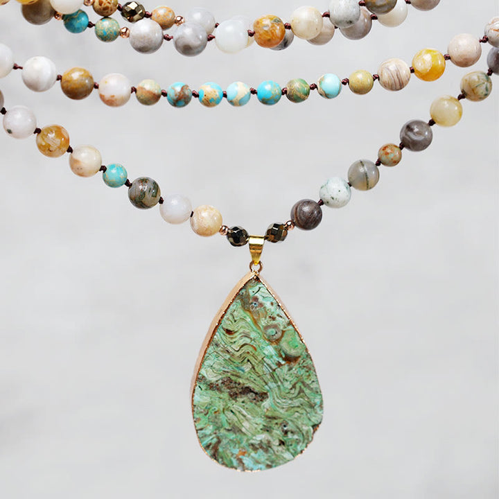 Buddha Stones Naturalny Ocean Picasso Jasper Koralikowy Naszyjnik Uzdrawiający