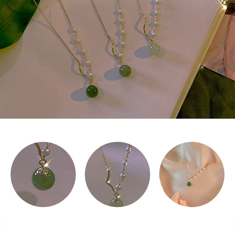 Kamienie Buddy Naturalny naszyjnik z perełkami z jadeitu Hetian Luck Bead