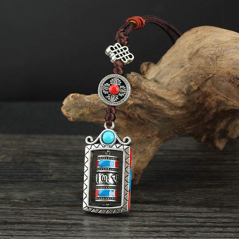 Buddha Stones Sześć Prawdziwych Słów Modlitewny Obrót Koła Węzeł Błogosławieństwo Brelok Dekoracja