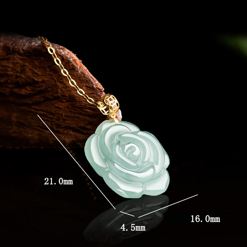 Naszyjnik z Buddha Stones ze złota 18K, klamra ze srebra próby 925, naturalny jadeit, różany naszyjnik szczęścia - image 8
