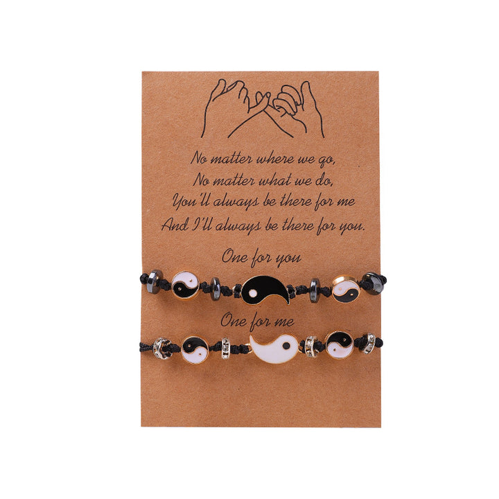 Buddha Stones 2szt Yin Yang Hematyt Bransoletka dla Par