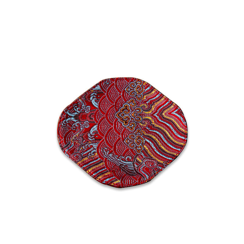 Podkładka pod Buddha Stones Vintage Sea Wave Bamboo Plum Blossom, podkładka pod kubek z haftem Kung Fu Tea Mat