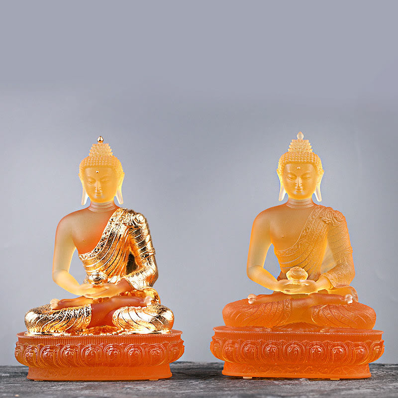 Buddha Stones Figurka Buddy wykonana ręcznie Liuli Dzieło sztuki Posąg spokoju Oferta domowa Dekoracja - image 1