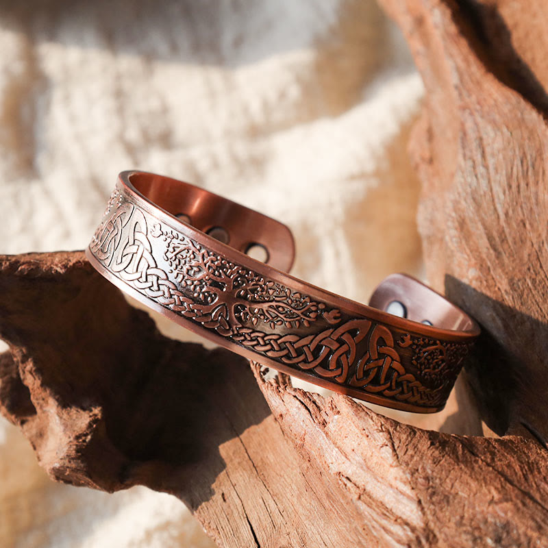 Buddha Stones Szczęśliwe Drzewo Życia Równowaga Magnetyczna Regulowana Bransoletka Mankietowa Bangle