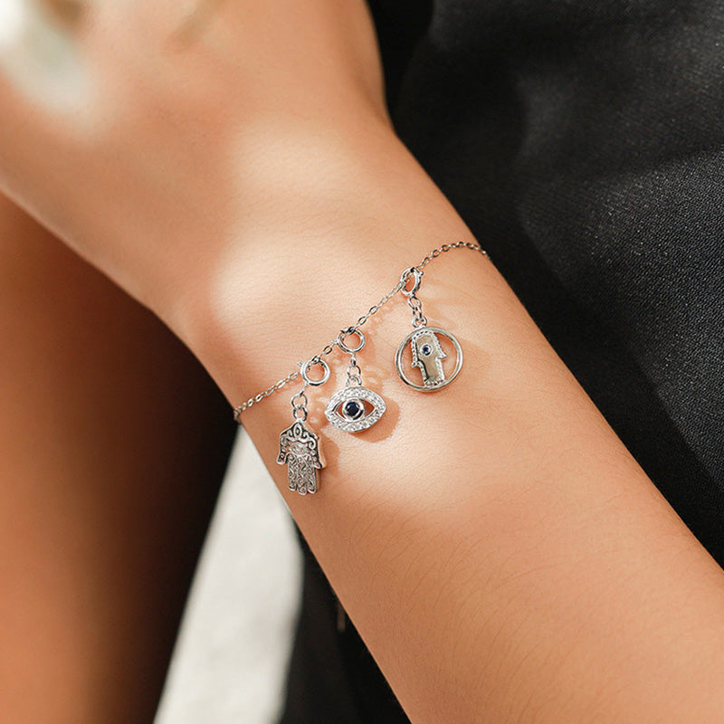 925 Srebrny naszyjnik z symbolem Hamsa Złe Oko i Szczęście - image 4