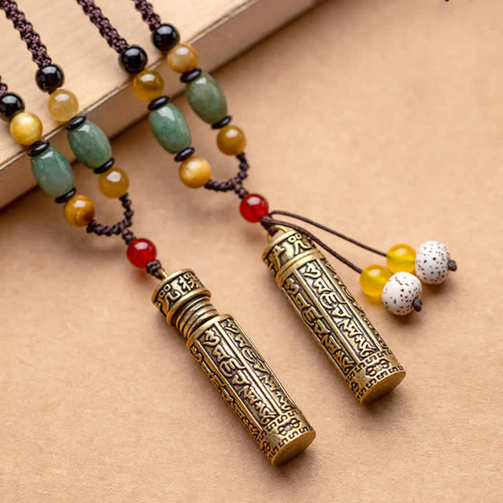Buddhastoneshop Tybet Om Mani Padme Hum Agat Surangama Sutra Ochrona Naszyjnik Wisiorek - image 2