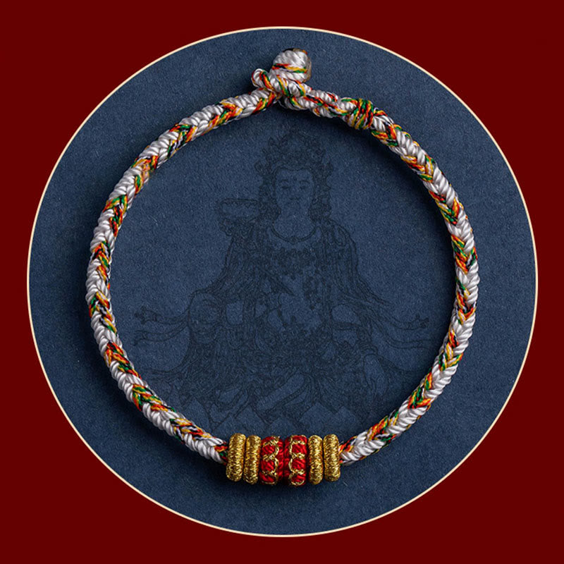 Buddha Stones Tybet Ręcznie Robione Chińskie Zodiak Natal Budda Szczęście Siła Bransoletka z Plecionego Sznurka