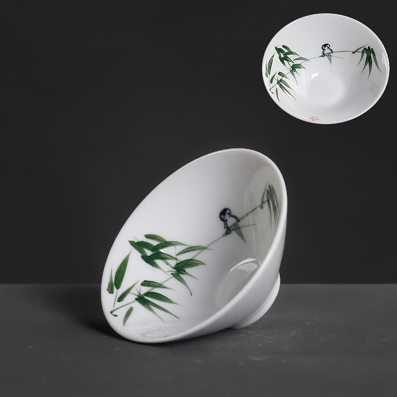 Buddha Stones Vintage Śliwkowa Orchidea Bambus Chryzantema Lotos Ryba Koi Ceramiczna Filiżanka Kung Fu Filiżanki do Herbaty