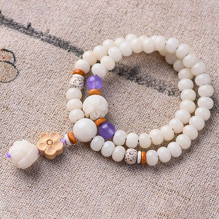 Bransoletka z białego jadeitu Bodhi Lotus z Buddha Stones
