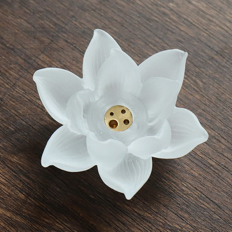 Buddha Stones Mini Lotus Liuli Kryształ Uzdrawiająca Medytacja Kadzidełko Palnik