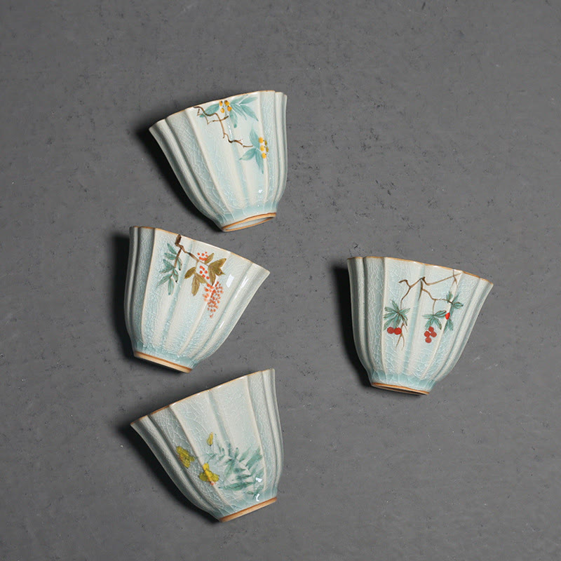 Buddha Stones Pigwa Dereń Głóg Powój Ceramiczny Filiżanka Do Herbaty Kung Fu