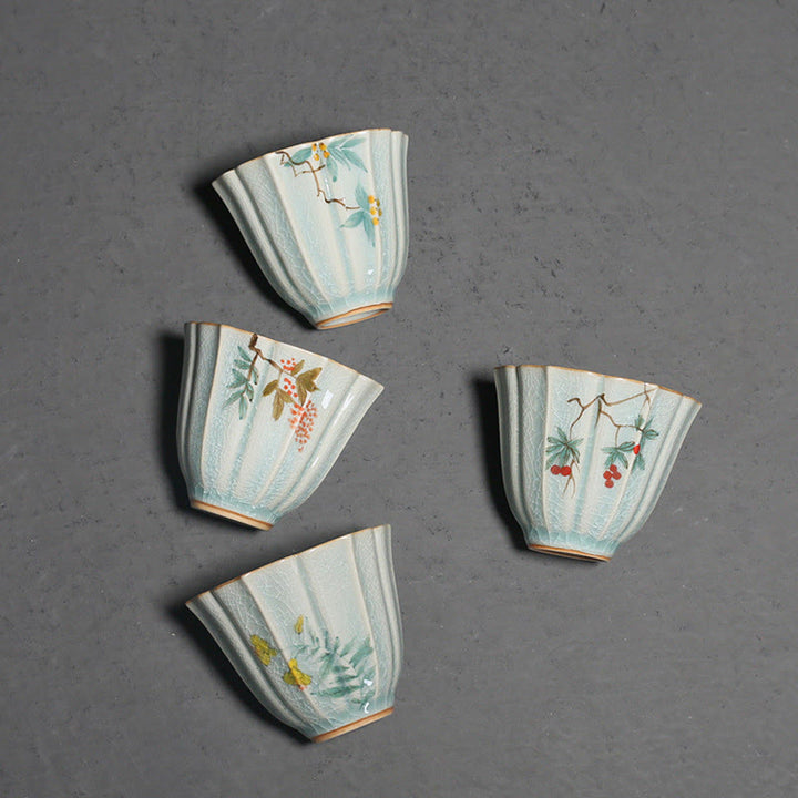 Buddha Stones Pigwa Dereń Głóg Powój Ceramiczny Filiżanka Do Herbaty Kung Fu