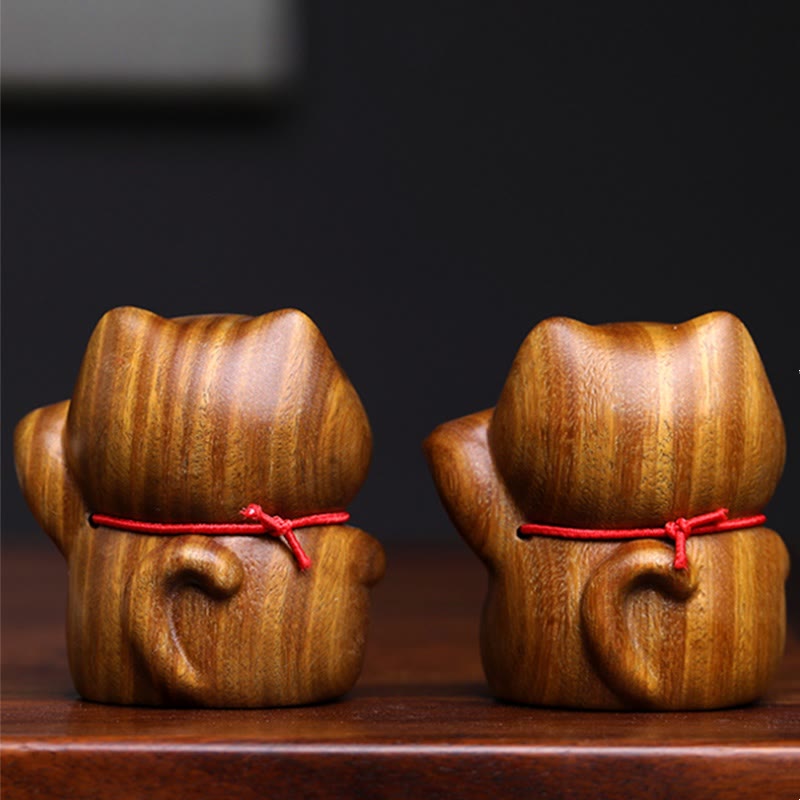 Buddha Stones Drzewo Sandałowe Małe Mini Słodkie Szczęśliwe Koty Dekoracje Pokoju - image 6