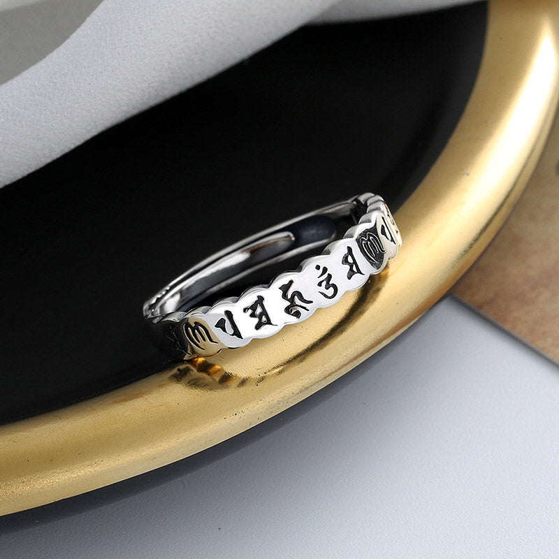 Buddha Stones 925 Srebro Sterling Sześć Prawdziwych Słów Spokojna Mądrość