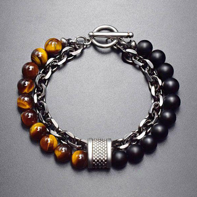 Bransoletka ochronna z naturalnego lazurytu i tygrysiego oka z Buddha Stones - Tygrysie oko - image 0