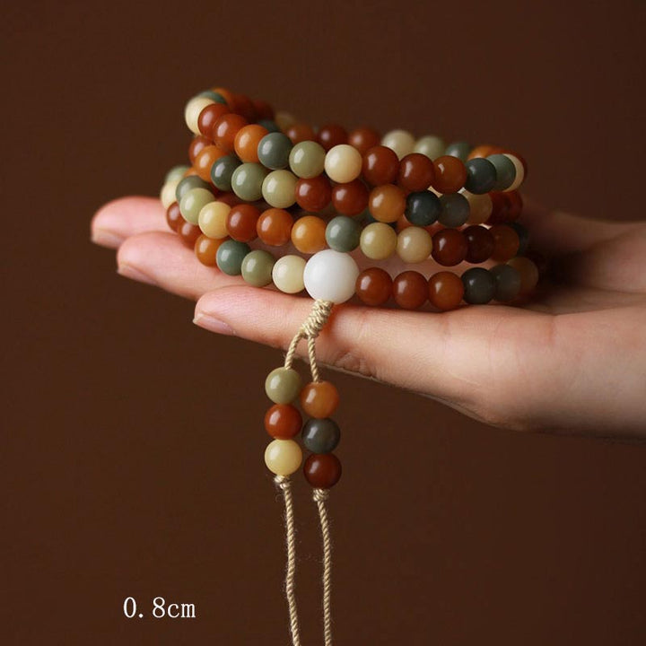 Buddha Stones Bransoletka z harmonijnego naszyjnika Bodhi Seed Mala Wisdom