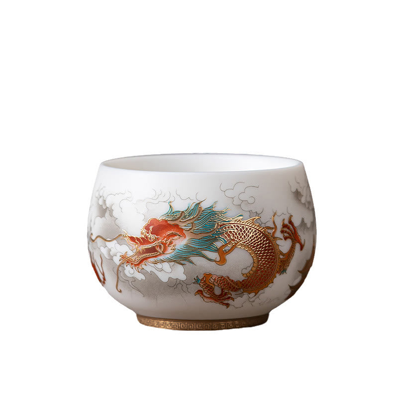 Buddha Stones Feniks Smok Lotos Jeleń Starożytny Budynek Ryba Koi Ceramiczna filiżanka do herbaty Kung Fu Filiżanki do herbaty