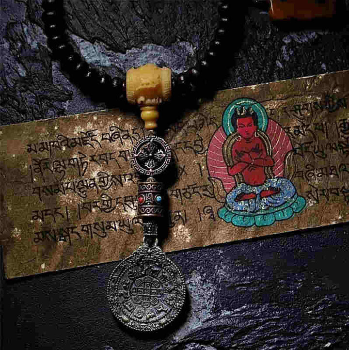 Buddha Stones Tybet 108 Mala Koraliki Fioletowe Nasiona Bodhi Bagua Vajra Bransoletka Pomyślności