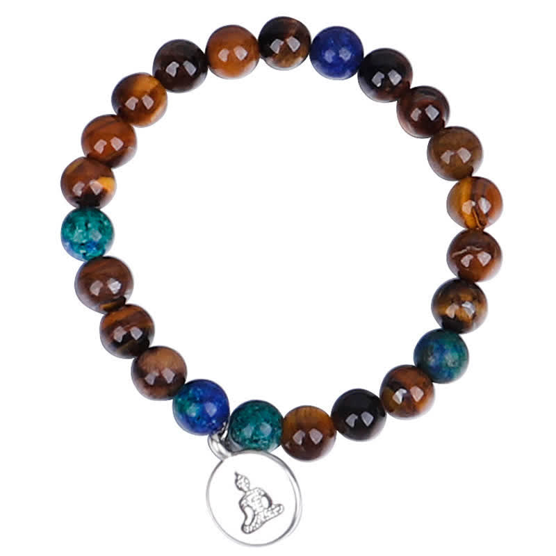 Buddha Stones 108 Mala Koraliki Tygrysie Oko Budda Siła Bransoletka Naszyjnik Wisiorek