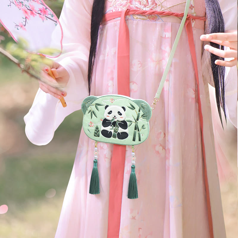 Haft Buddha Stones Szczęśliwa Panda Kot Shiba Inu Jeleń Królik Lis Kwiat Urocze Zwierzę Hanfu Torba Torebka Crossbody Torba Na Ramię