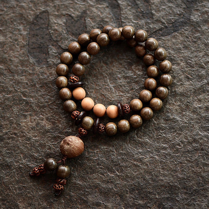 Bransoletka Mala z Buddha Stones z sandałowca tybetańskiego - Bransoletka z podwójnym owinięciem (17 cm) - 10 mm - image 0