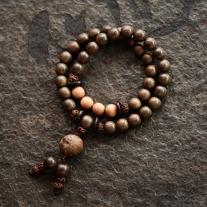 Bransoletka Mala z Buddha Stones z sandałowca tybetańskiego - Bransoletka z podwójnym owinięciem (17 cm) - 10 mm - image 0