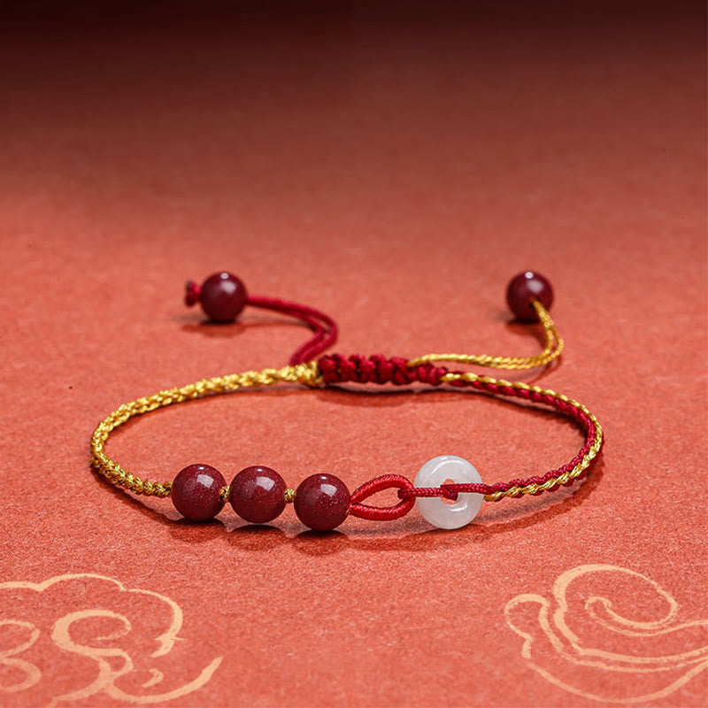 Bransoletka z zapięciem Peace Buckle z Buddha Stones Natural Cinnabar Jade