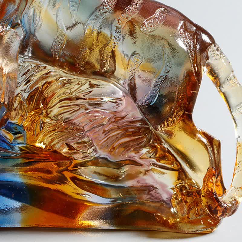 Ręcznie robiony Liuli Crystal Tiger Art Piece Ochrona Dekoracja Domu