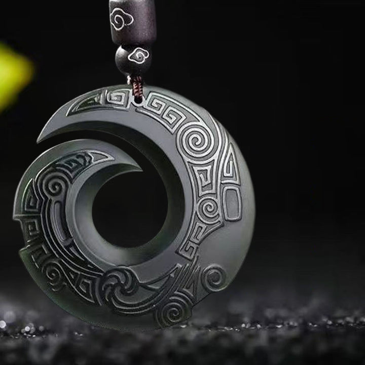 Buddha Stones poprawiają szczęście projekt patern hetian cyjan jadeit klamra pokoju naszyjnik szczęście wisior - image 3