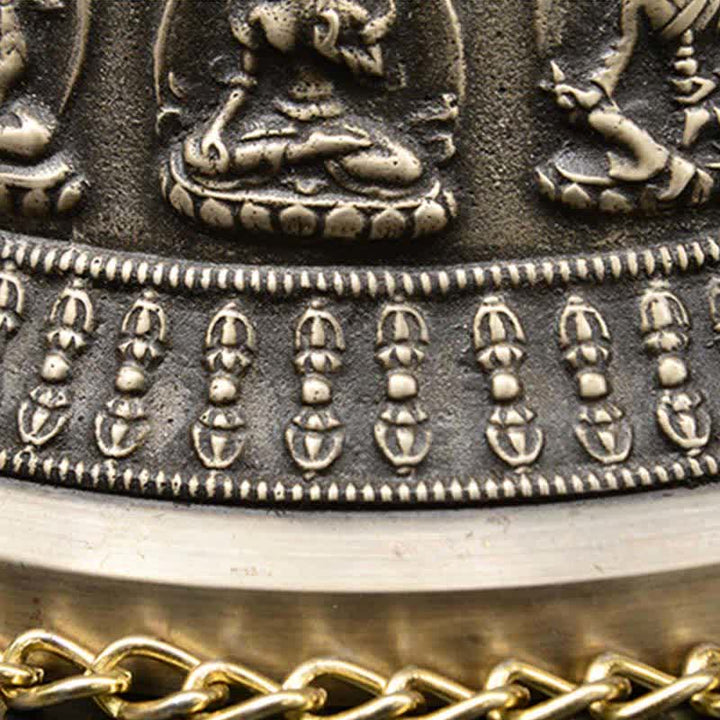 Tybetański grawerowany Budda Smok Wiatr Dzwon Miedziany Szczęście Dekoracja Ścienna - image 4