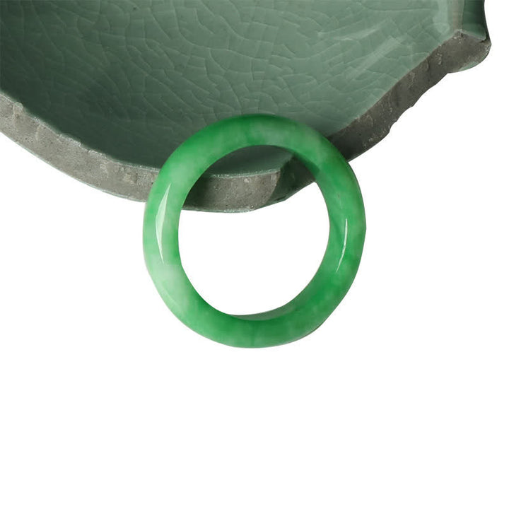 Pierścień szczęścia z jadeitu i Buddha Stones