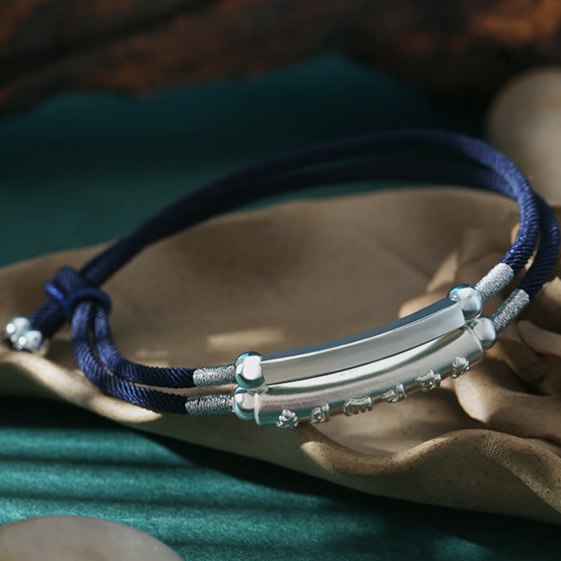 Buddha Stones 999 Srebro Sterling Ręcznie robione Om Mani Padme Hum Peace Braided Bransoletka