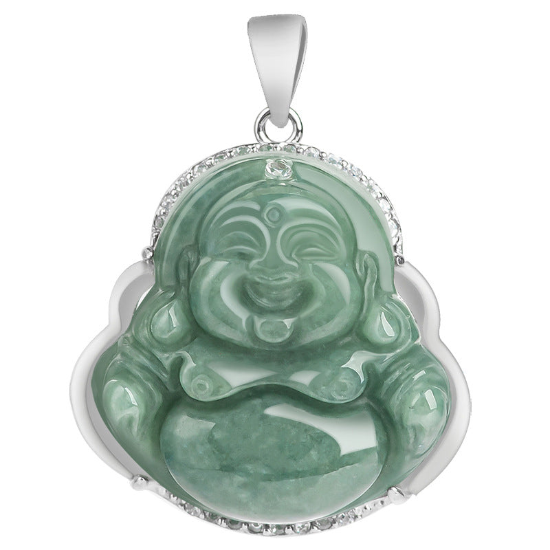 Buddha Stones 925 Srebro Sterlingowe Śmiejący się Budda Jadeit Obfitość Naszyjnik Łańcuszek Wisiorek - image 13