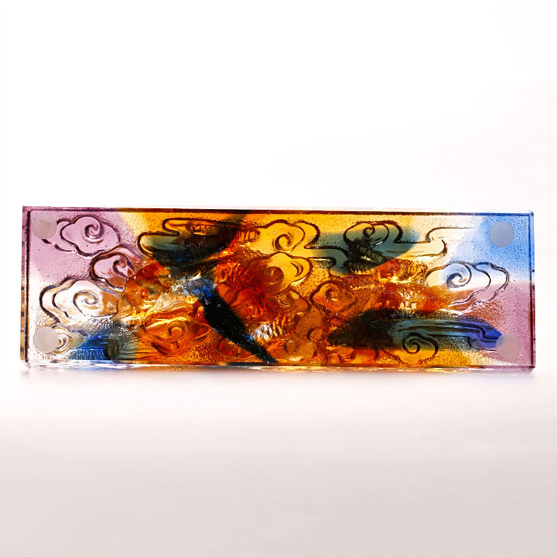 Buddha Stones Ręcznie robione Wielokolorowy Smok Liuli Kryształowe Dzieło Sztuki Ochrona Dekoracja Domu i Biura - image 7