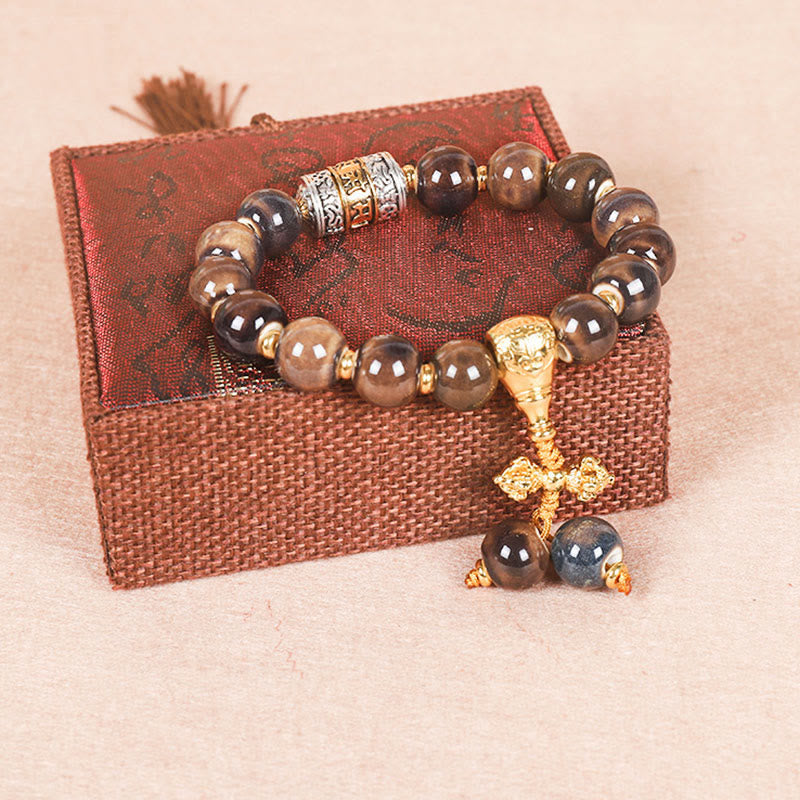 Buddha Stones Tybet Om Mani Padme Hum Koło Modlitewne Dorje Vajra Grawerowane Szklane Koraliki Bransoletka Mądrości