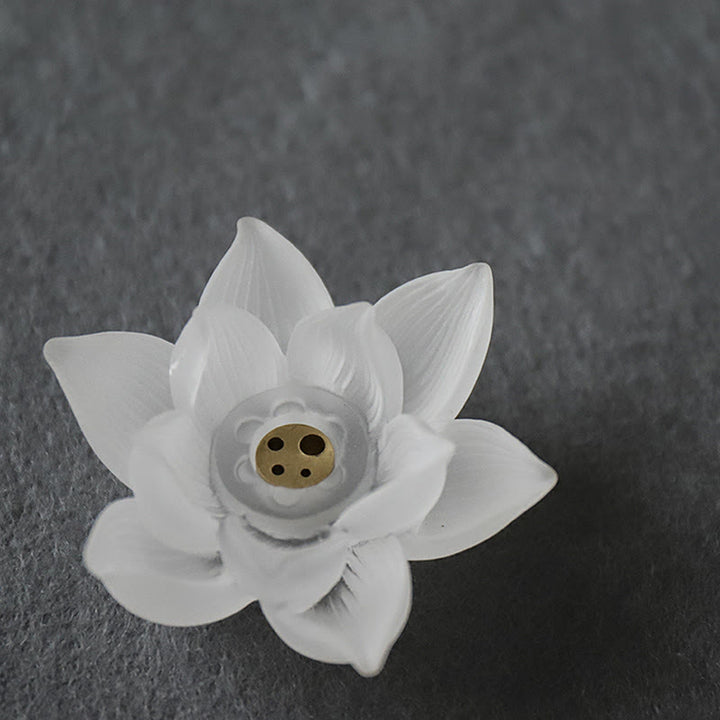 Buddha Stones Mini Lotus Liuli Kryształ Uzdrawiająca Medytacja Kadzidełko Palnik